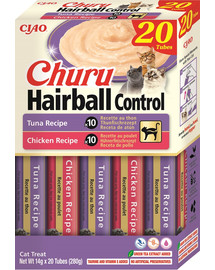 Churu Cat Hairball 20x14g tuńczyk i kurczak kremowy przysmak dla kota