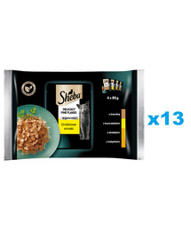 SHEBA Delicacy Fine Flakes Drobiowe Smaki saszetki 52x85 g mokra karma pełnoporcjowa dla dorosłych kotów w galaretce kawałki z: kaczką, kurczakiem, drobiem, indykiem