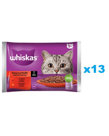 WHISKAS Adult saszetka 52x85g Klasyczne Posiłki mokra karma dla dorosłych kotów w sosie z: wołowiną, kurczakiem