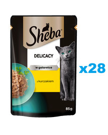 SHEBA Delicacy saszetka 28x85 g mokra karma pełnoporcjowa dla dorosłych kotów kawałki z kurczakiem w galaretce