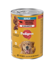 PEDIGREE Adult puszka 400 g mokra karma pełnoporcjowa dla dorosłych psów, z mieszanką wołowiny i wątróbki, w galaretce