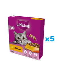 WHISKAS Adult 5x800 g sucha karma pełnoporcjowa z pysznym kurczakiem dla dorosłych kotów