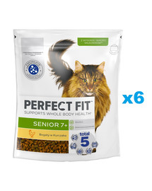 PERFECT FIT Senior 7+ 6x750 g sucha karma pełnoporcjowa dla starszych kotów bogata w kurczaka