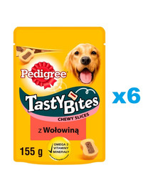 PEDIGREE Tasty Bites Chewy Slices przysmaki dla psów z wołowiną 6x155g