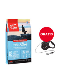 ORIJEN 6 Fish Dog 11,4 kg + FLEXI New Comfort S Cord 5 m black smycz automatyczna GRATIS