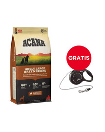 ACANA Adult large breed 17 kg + FLEXI New Comfort S Cord 5 m black smycz automatyczna GRATIS