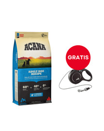 ACANA Heritage Adult Dog 17 kg + FLEXI New Comfort S Cord 5 m black smycz automatyczna GRATIS