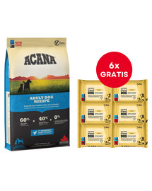 ACANA Adult Dog Recipe Chicken 11.4 kg + LUBA My best friend Nawilżane chusteczki do pielęgnacji oczu, uszu i fałd skórnych 6 x 25 szt. GRATIS
