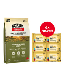 ACANA Yorkshire Pork 11,4 kg + LUBA My best friend Nawilżane chusteczki do pielęgnacji oczu, uszu i fałd skórnych 6 x 25 szt. GRATIS