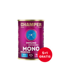 CHAMPER Immuno Wołowina monobiałkowa karma dla psa 6 x 400 g (5+1 GRATIS)