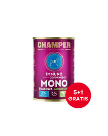 CHAMPER Immuno Jagnięcina monobiałkowa karma dla psa 6 x 400 g (5+1 GRATIS)