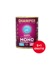 CHAMPER Puppy Łosoś monobiałkowa karma dla szczeniąt 6 x 400 g (5+1 GRATIS)