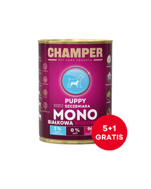 CHAMPER Puppy Wołowina monobiałkowa karma dla szczeniąt 6 x 400 g (5+1 GRATIS)