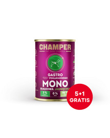 CHAMPER Gastro Jagnięcina monobiałkowa karma dla psa 6 x 400 g (5+1 GRATIS)