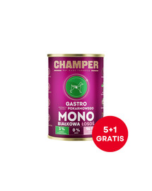 CHAMPER Gastro Łosoś monobiałkowa karma dla psa 6 x 400 g (5+1 GRATIS)
