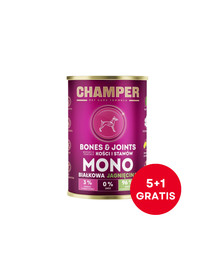 CHAMPER Bones & Joints Jagnięcina monobiałkowa karma dla psa 6 x 400 g (5+1 GRATIS)