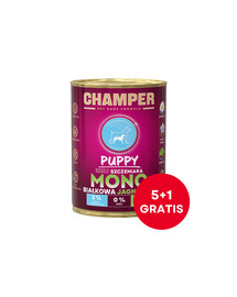 CHAMPER Puppy Jagnięcina monobiałkowa karma dla szczeniąt 6 x 400 g (5+1 GRATIS)