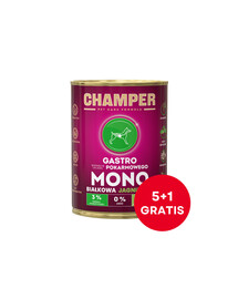 CHAMPER Gastro Jagnięcina monobiałkowa karma dla psa 6 x 400 g (5+1 GRATIS)