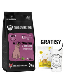 PAKA ZWIERZAKA Seventh Heaven Karma sucha Wieprzowina z gruszką S 9 kg + Liofilizowane owoce banan dla psa 30 g i miarka do karmy suchej GRATIS