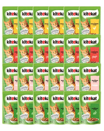 KITEKAT Mix smaków w sosie 24x85 g dla dorosłych kotów z kurczakiem, wołowiną, łososiem i królikiem