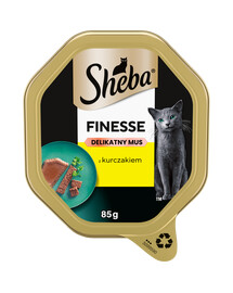 SHEBA Finesse tacka 85 g mokra karma pełnoporcjowa dla dorosłych kotów z kurczakiem w musie