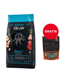 FITMIN Dog For Life Adult large breed 12 kg + 70g pałeczki dentystyczne z wodorostami dla małych psów GRATIS
