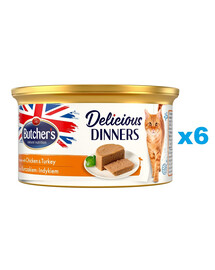 BUTCHER'S Classic Delicious Dinners z łososiem i krewetkami mus 6 x 85 g
