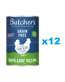 BUTCHER'S Original Tripe, karma dla psa, z kurczakiem i żwaczem, pasztet 12 x 400g