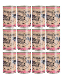 WIEJSKA ZAGRODA Jagnięcina z krylem 12x400g puszka dla kota