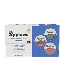 APPLAWS Cat Adult Multipak Fish Selection Multipak in Broth 8x60 g mix smaków z rybą w bulionie w miseczce