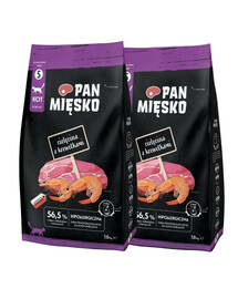 PAN MIĘSKO Cielęcina z krewetkami dla kotów chrupki S 2x1,6 kg
