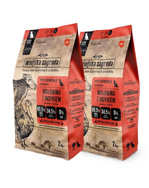WIEJSKA ZAGRODA Wołowina z indykiem karma dla psów chrupki L 2x2 kg