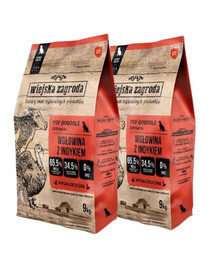 WIEJSKA ZAGRODA Wołowina z indykiem chrupki L 2x9 kg