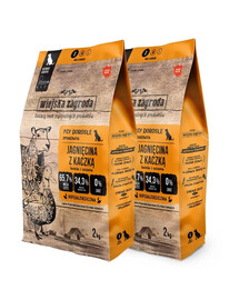 WIEJSKA ZAGRODA Jagnięcina z kaczką karma dla psów chrupki S 2x2 kg