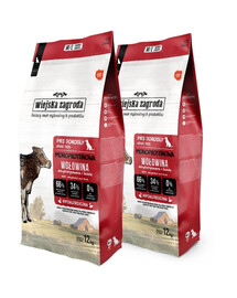 WIEJSKA ZAGRODA Monobiałkowa Wołowina dla psów chrupki M/L 2x12 kg