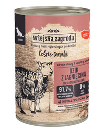 Leśne smaki Dzik z jagnięciną mokra karma dla psów starszych 400 g