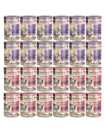 WIEJSKA ZAGRODA Mix smaków Jagnięcina z krylem i  Kurczak z kaczką 24x400g dla kota