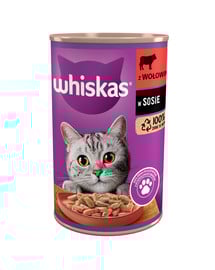 WHISKAS Adult  400 g mokra karma pełnoporcjowa dla dorosłych kotów z wołowiną w sosie