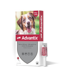 ADVANTIX Roztwór do nakrapiania dla psów od 10 do 25 kg (4 x 2,5 ml)