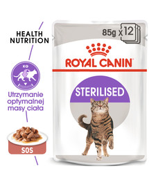 Sterilised 12x85 g w sosie karma mokra w sosie dla kotów dorosłych, sterylizowanych