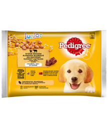 PEDIGREE Junior Wybór smaków z ryżem saszetka 4x100g mokra karma dla szczeniąt w galaretce z kurczakiem i wołowiną