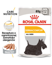 Dermacomfort karma mokra - pasztet dla psów dorosłych o wrażliwej skórze, skłonnej do podrażnień 12 x 85 g
