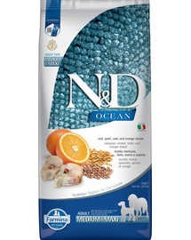 N&D Ocean Dog adult codfish, spelt, oats, orange medium & maxi 12 kg