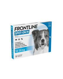 FRONTLINE Spot-on przeciw kleszczom i pchłom dla średnich psów M psy 10-20 kg 3 pipetki