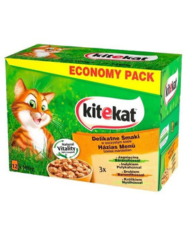 KITEKAT Delikatne smaki saszetka z jagnięciną, z drobiem, z królikiem, z indykiem 48x100g w sosie