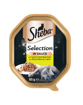 SHEBA Selection in Sauce 85g mokra karma pełnoporcjowa dla dorosłych kotów, z kawałkami królika w sosie