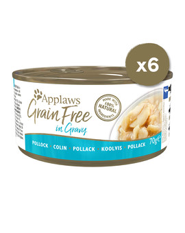 APPLAWS Cat Tin Grain Free Pollock in Gravy 6 x 70 g mokra karma dla kota - Mintaj w sosie