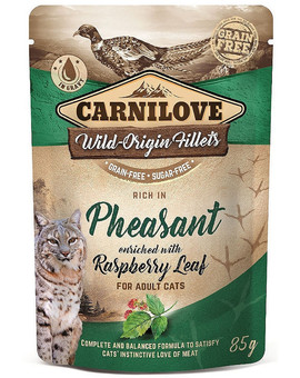 Cat Pouch Pheasant & Raspberry leaves 85g bażant i liście maliny
