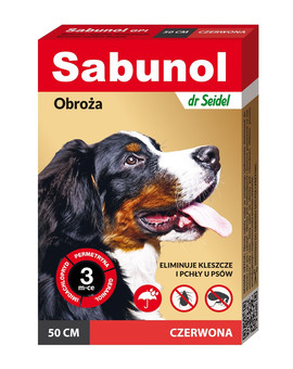 Sabunol GPI Obroża przeciw pchłom i kleszczom dla psów 50 cm czerwona