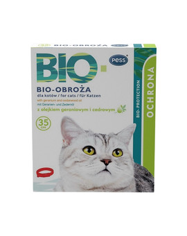 BIO Obroża pielęgnacyjno-ochronna z olejkiem geraniowym i cedrowym dla kotów 35 cm